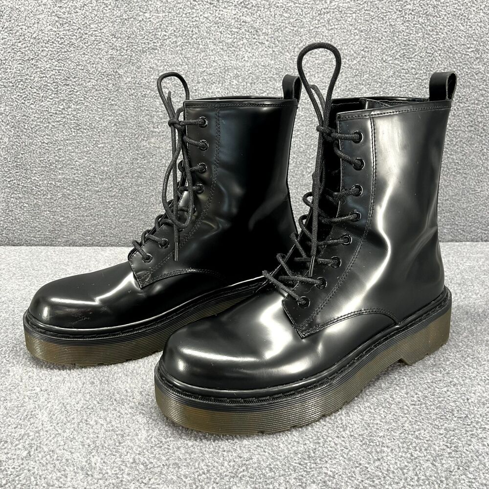 Zara Basic Boots womens 39‎ Black Lace Up Motorcycle Collection Combat